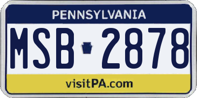 PA license plate MSB2878