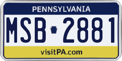 PA license plate MSB2881