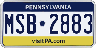 PA license plate MSB2883