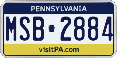 PA license plate MSB2884