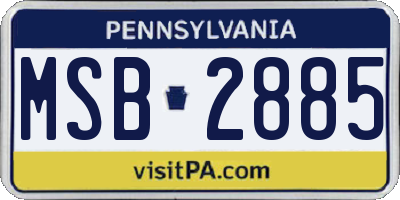 PA license plate MSB2885