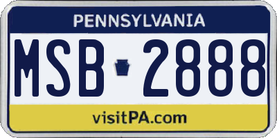 PA license plate MSB2888