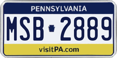 PA license plate MSB2889