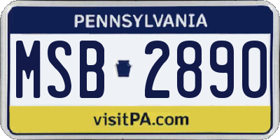 PA license plate MSB2890