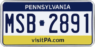 PA license plate MSB2891