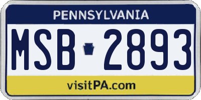 PA license plate MSB2893