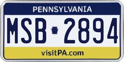 PA license plate MSB2894