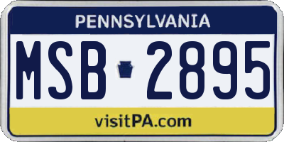 PA license plate MSB2895