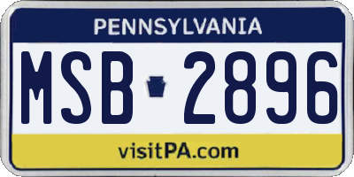 PA license plate MSB2896