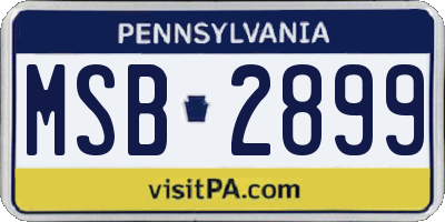 PA license plate MSB2899