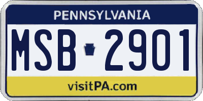PA license plate MSB2901