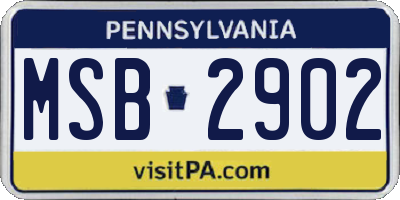 PA license plate MSB2902