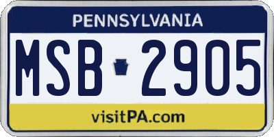 PA license plate MSB2905