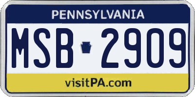 PA license plate MSB2909