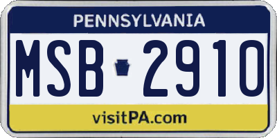 PA license plate MSB2910