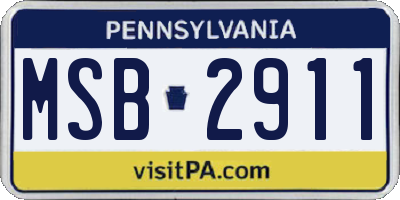 PA license plate MSB2911
