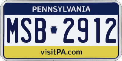 PA license plate MSB2912
