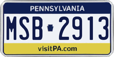 PA license plate MSB2913