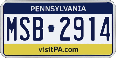 PA license plate MSB2914