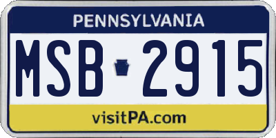 PA license plate MSB2915