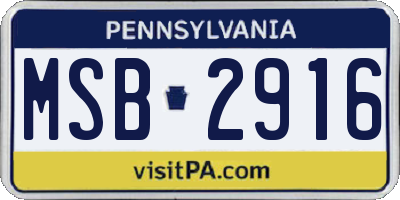PA license plate MSB2916