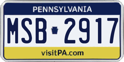 PA license plate MSB2917