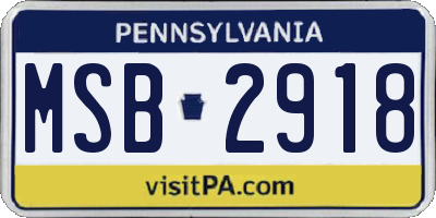PA license plate MSB2918