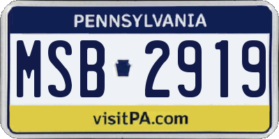 PA license plate MSB2919
