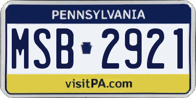 PA license plate MSB2921