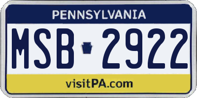 PA license plate MSB2922