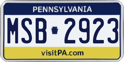 PA license plate MSB2923