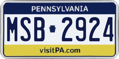 PA license plate MSB2924