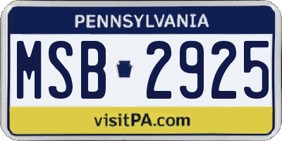 PA license plate MSB2925