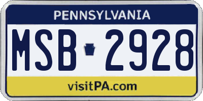 PA license plate MSB2928