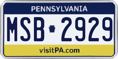 PA license plate MSB2929