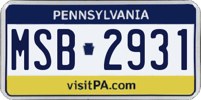 PA license plate MSB2931