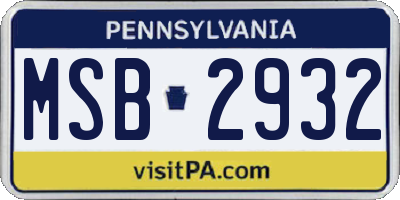 PA license plate MSB2932