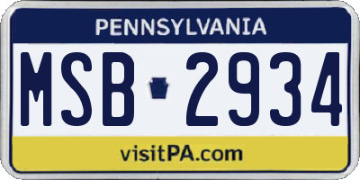 PA license plate MSB2934