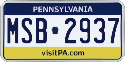 PA license plate MSB2937