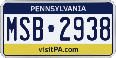 PA license plate MSB2938