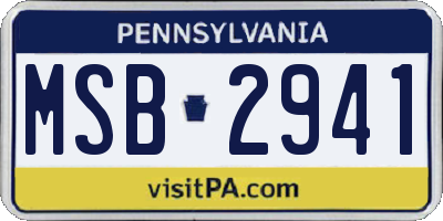 PA license plate MSB2941