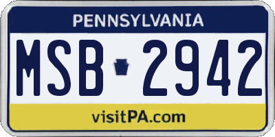PA license plate MSB2942