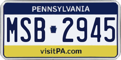 PA license plate MSB2945