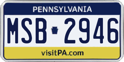 PA license plate MSB2946