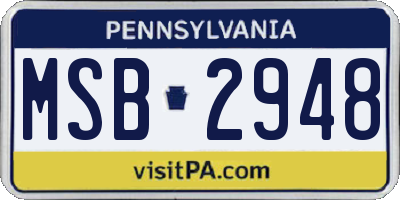 PA license plate MSB2948