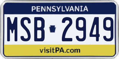 PA license plate MSB2949
