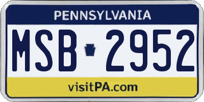 PA license plate MSB2952