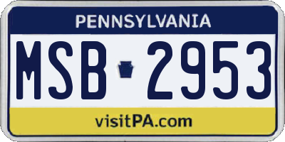 PA license plate MSB2953