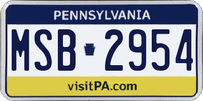 PA license plate MSB2954