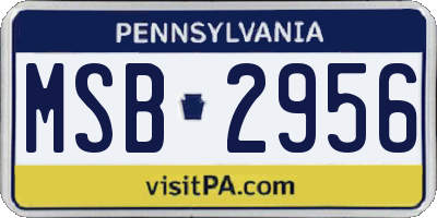 PA license plate MSB2956